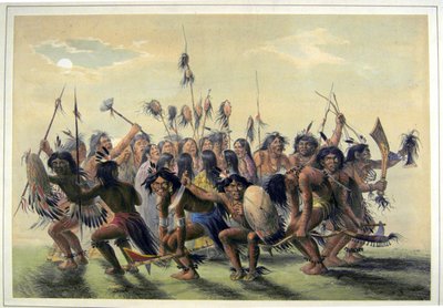 部族のグループダンスを踊るネイティブアメリカン 作： George Catlin